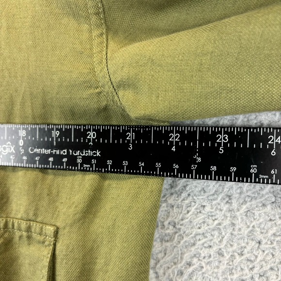 Nicole Miller Linen Jacket Medium Lightweight Lagenlook Minimalist Olive Green - Picture 8 of 12